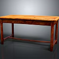 Vintage Wooden Table With Rectangular Top Storage Drawer And Sturdy Legs 3d model