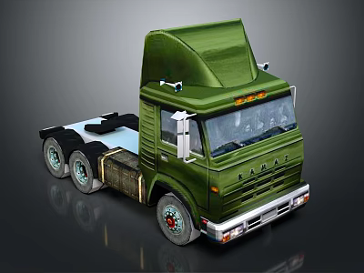 Green Heavy Duty Truck With Cab Over Design And Multiple Wheels 3d model