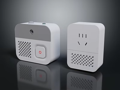 Modern White Smart Switch Socket Panels With Button And Socket Design 3d model