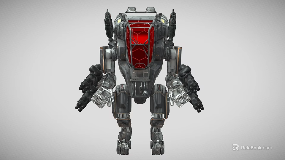 Advanced Combat Weapon Robot With Red Core And Detailed Mechanical Structure 3d model 