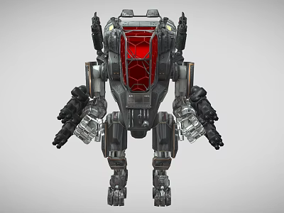 Advanced Combat Weapon Robot With Red Core And Detailed Mechanical Structure 3d model