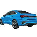 Sleek Blue Audi Sedan Featuring Modern Exterior Design And Sporty Front Grille