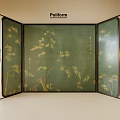Elegant Green Screen With Black Frame And Golden Bamboo Pattern Design 3d model