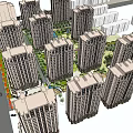 Modern Residential Area With High Rise Buildings Green Spaces And Central Plaza