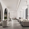Modern Reception Area Sales Office Negotiation Area Sofa Coffee Table Combination Sand Table Front Desk Wine Rack Art Chandelier Display Cabinet 3d model