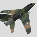 Camouflage Military Fighter Jet with 0011 Number Cockpit Emblem and Mounted Weapons