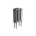Modern Black Decorative Cabinet With Glass Doors Multiple Shelves And Slender Legs
