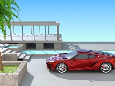 Car sports car map square car landscape 3d model