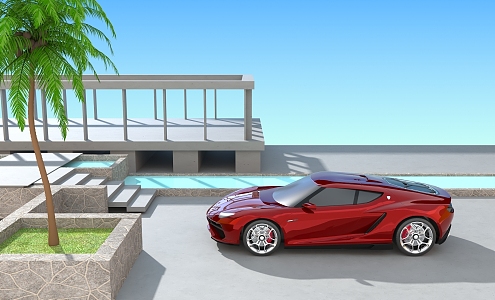 Car sports car map square car landscape 3d model