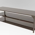 Modern Dining Table Set With Long Tabletop And Two Lower Shelves Dark Finish 3d model