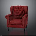 Elegant Red Velvet Tufted Armchair With Classic Design And Black Legs