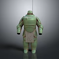 Green Armor Clad Figure Sculpture With Intricate Carved Back Details