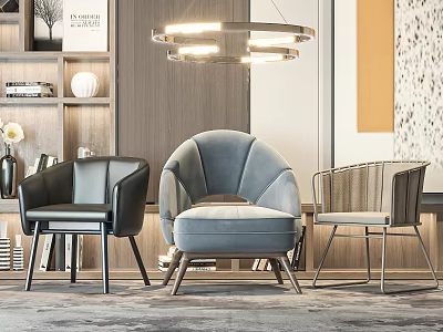 Light Blue Upholstered Accent Chair With Curved Design In Modern Interior Home Decor 3d model