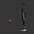 A Man Wearing Celtics Number 44 Jersey With Arms Outstretched And Basketball