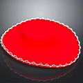 Stylish Red Mexican Sombrero With White Decorative Trim And Classic Design