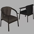 Modern Leather Dining Chair With Black Frame And Comfortable Armrest Design 3d model