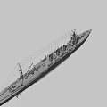 Vintage Warship With Multiple Funnels Tall Masts Gray And Brown Hull Deck Details