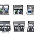 Public Facility Classified Waste Bins With Various Recycling Signs And Separation Design