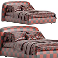 Modern Upholstered Double Bed with Comfortable Pillows Comforter and Blanket and Different Color Headboard Options
