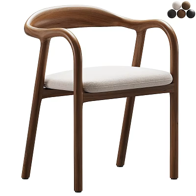 Modern Leisure Chair With Curved Wooden Armrests And Light Padded Seat 3d model