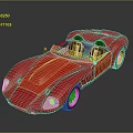 Red Vintage Convertible Sports Car With Streamlined Body Black Seats And White Wheels
