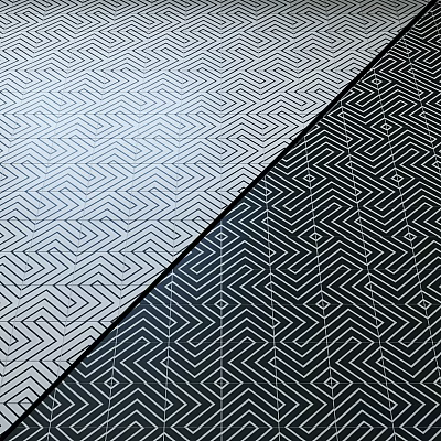 Black And White Geometric Pattern Floor Tiles With Decorative Design Elements 3d model