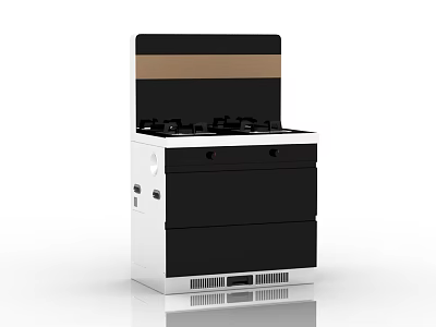 Modern Integrated Kitchen Appliance With Gas Cooktop Black White Design And Storage Compartments 3d model