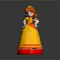 3D Princess Character in Yellow Dress with Orange Hair White Gloves and Crown