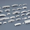 Various Landscape Bridge Models Showcasing Different Arch And Flat Designs 3d model