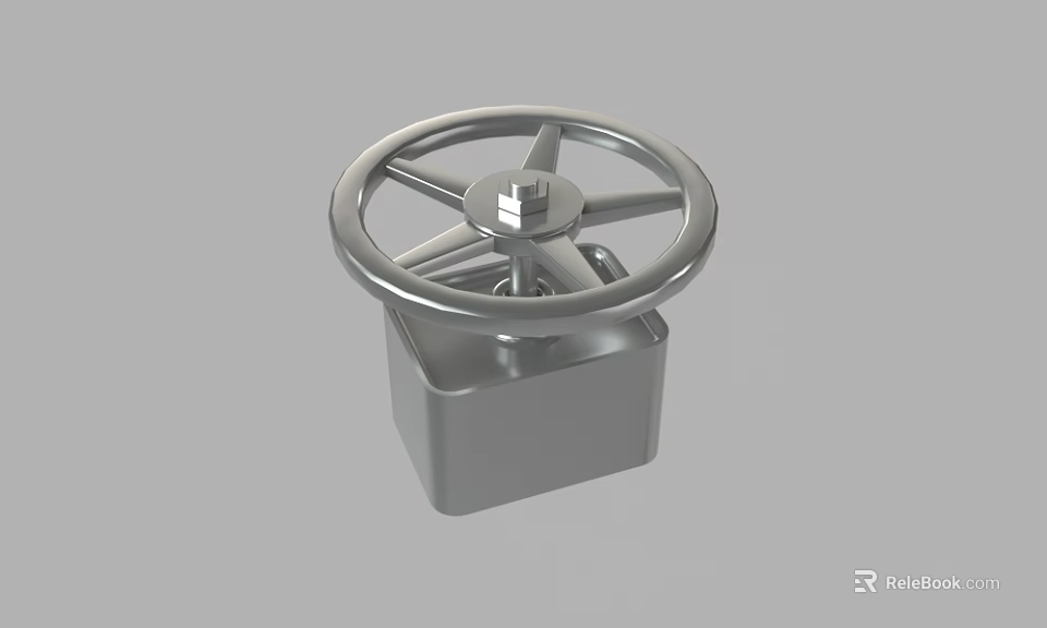 Industrial Equipment Metal Valve Handwheel With Circular Wheel And Square Base 3d model 
