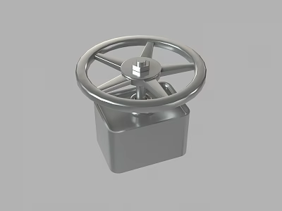Industrial Equipment Metal Valve Handwheel With Circular Wheel And Square Base 3d model