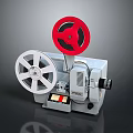 Vintage Classic PRIMA Film Projector With Red White Reels Gray Body