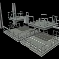 Heavy Duty Industrial Equipment With Multi Level Platforms Metal Frames And Guardrails