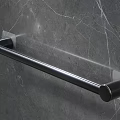 Modern Black Shoe Cabinet With Transparent Fixings On Grey Marble Wall