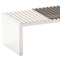 Modern Coffee Table With Striped Top And Contrasting White Black Frame Design