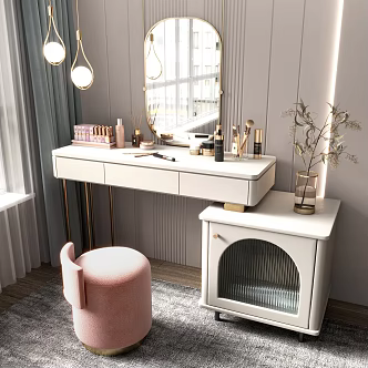 Dressing Table Dressing Table Dressing Room Cosmetic Mirror Light Luxury 3d model