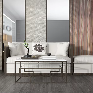 New Chinese-style Double Sofa Coffee Table Combination 3d model