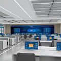 Modern public office area Science and technology centralized control center office area 3d model