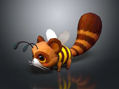 Game And Movie Character With Raccoon Like Features Bee Stripes White Wings And Big Eyes 3d model