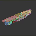 Sci-Fi Spaceship Model With Reflective Metallic Surface Complex Structure And Engine Details