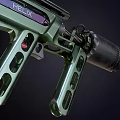 Futuristic Green And Black HELIX Weapon With Scope Magazine And Display Screen