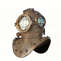 Vintage Copper Diving Helmet Play Equipment With Glass Windows And Metal Rivets