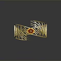 Golden Decorative Tiara With Red Gemstone And Geometric Metal Frame