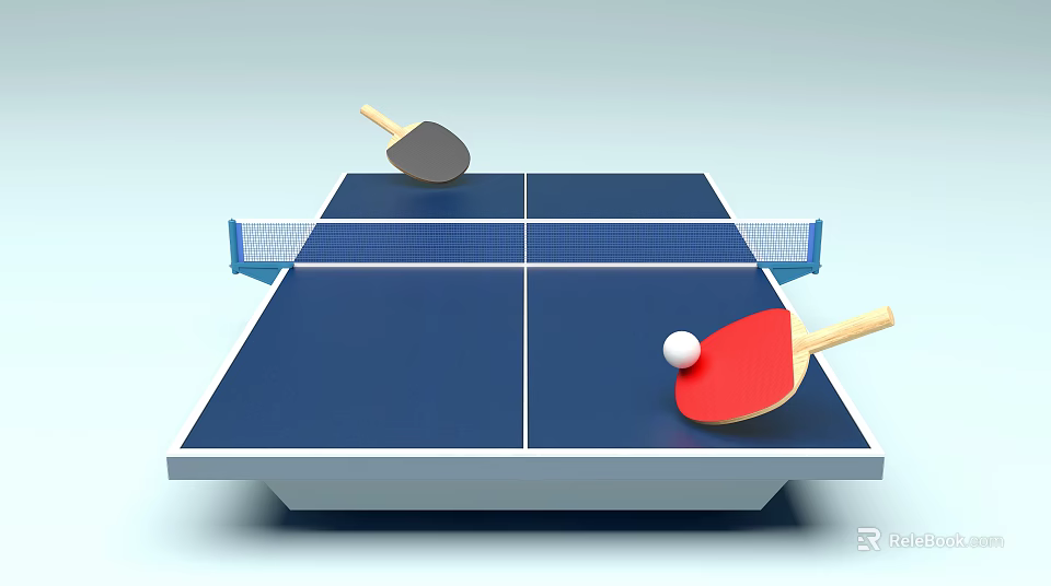 Table Tennis Sports Equipment With Table Racket Ball And Net Setup For Game 3d model 