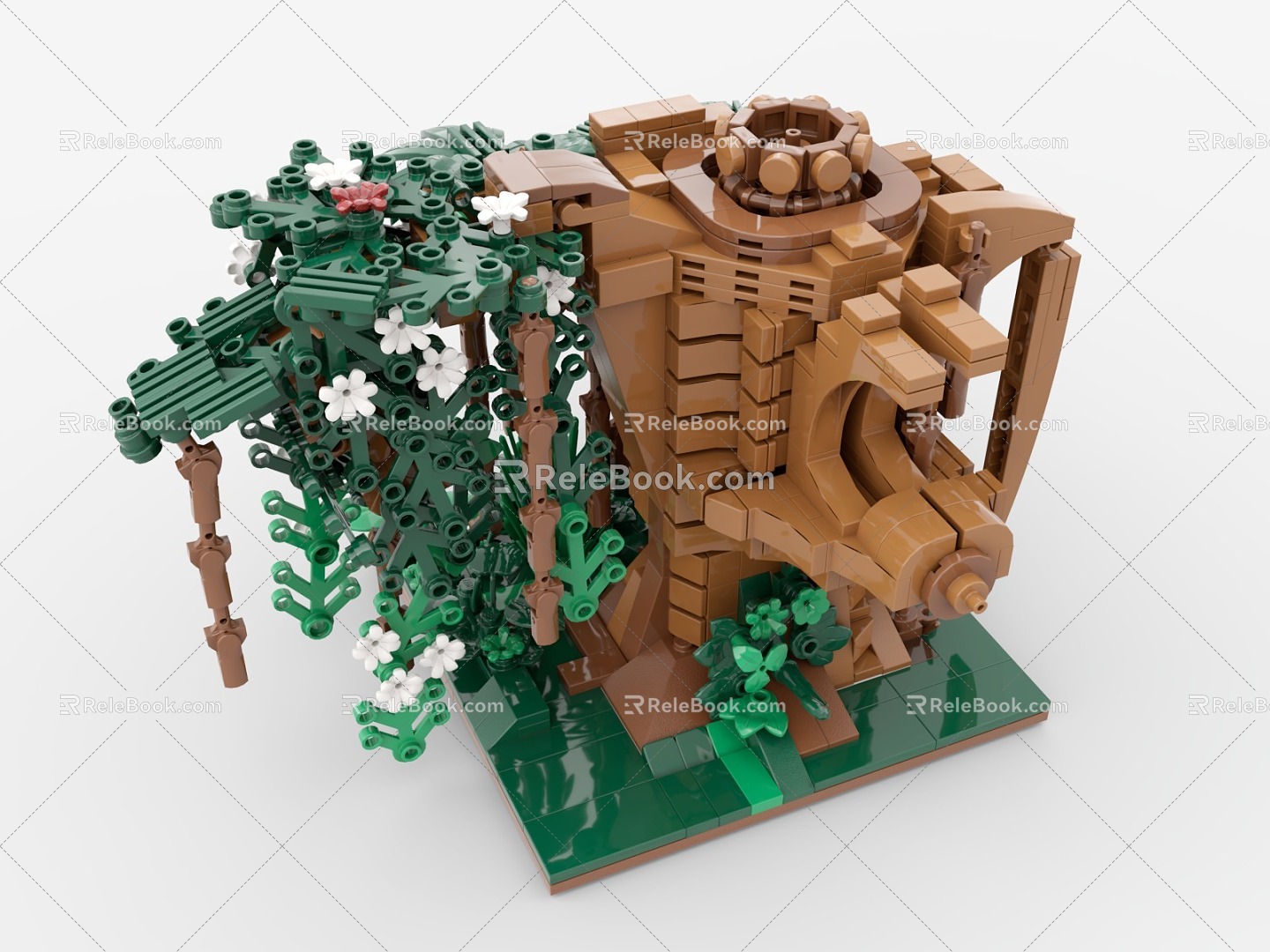 Lego LEGO Toy Scene Big Tree Willow Sky Big Tree Ancient Tree Greening Plant Grassland Forest 3d model