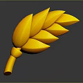 Golden Wheat Ear 3D Rendered Design As Cereal Grain Food Element With Shiny Surface