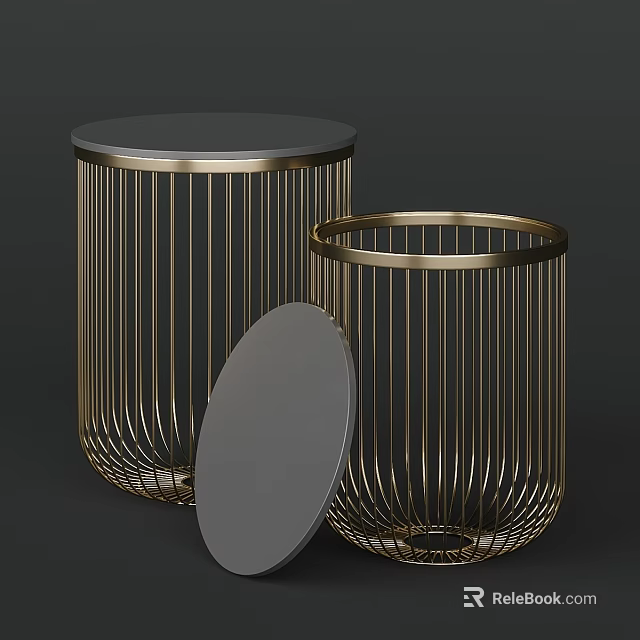Modern Metal Frame Round Top Dining Tables Three Piece Contemporary Design 3d model 