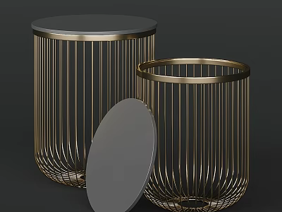 Modern Metal Frame Round Top Dining Tables Three Piece Contemporary Design 3d model