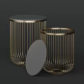 Modern Metal Frame Round Top Dining Tables Three Piece Contemporary Design
