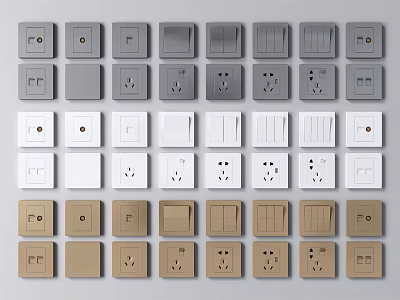 Modern Switch Panels With Various Styles And Different Colors For Home Use 3d model